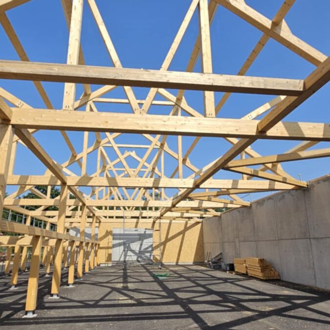 Réalisation d&#8217;une charpente pour un hangar de stockage proche Rustenhart Kingersheim 4